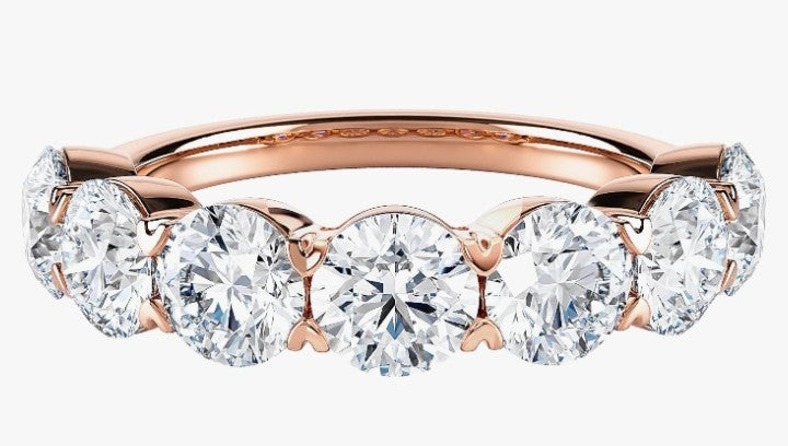 COCOMONEY IGI Certified 3 Carat Lab Grown Diamond Semi Eternity Wedding Band Ring for Women in 14k Gold (G-H, VS-SI, cttw) Anniversary Promise 7 Stone Stackable Band Ring Size 4 to 9 by Diamond Wish
