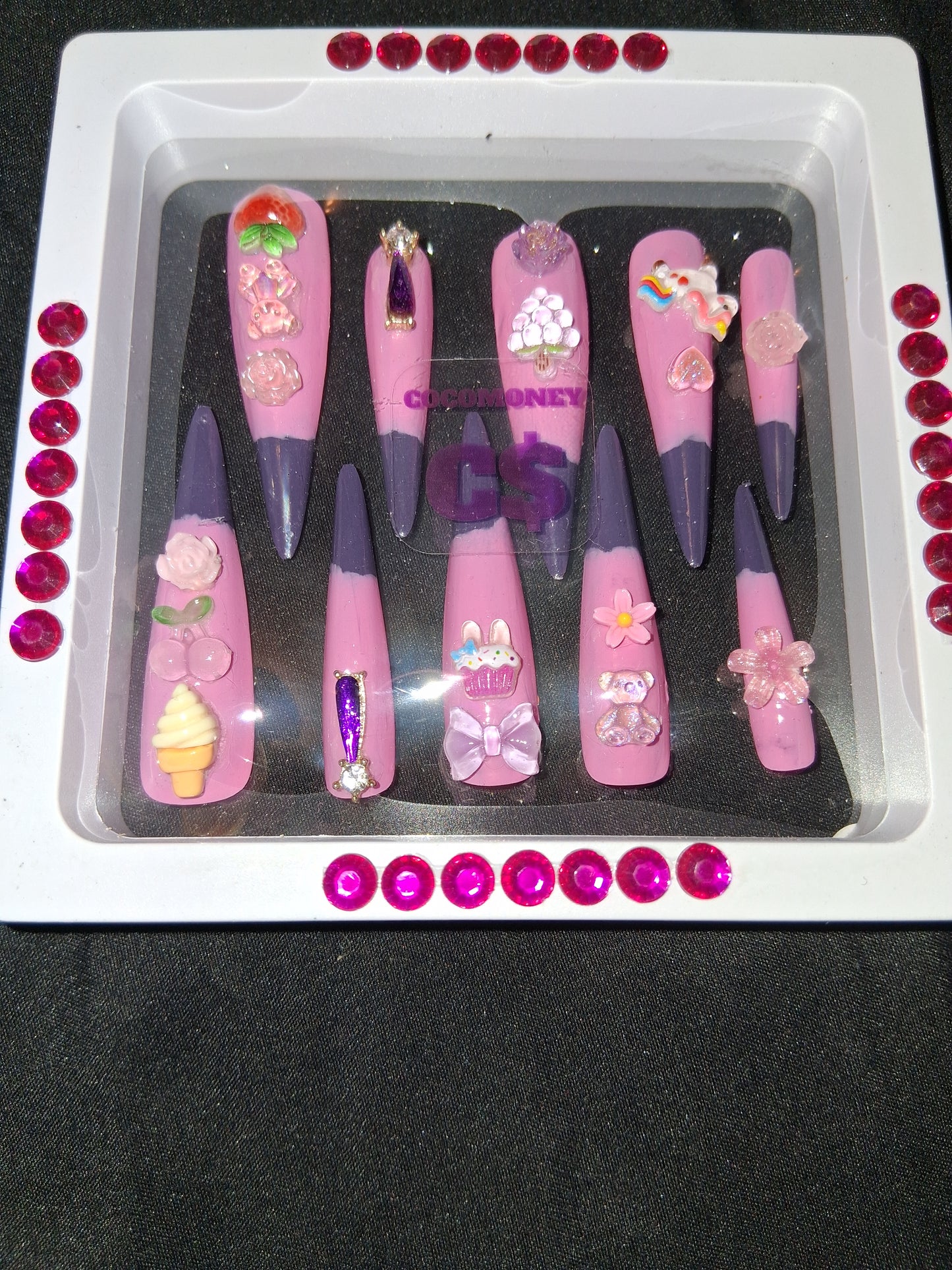 COCOMONEY NAILS CUSTOM 1 OF 1 GLUE ON PRESS ON COMES WITH FREE GIFTS #p66