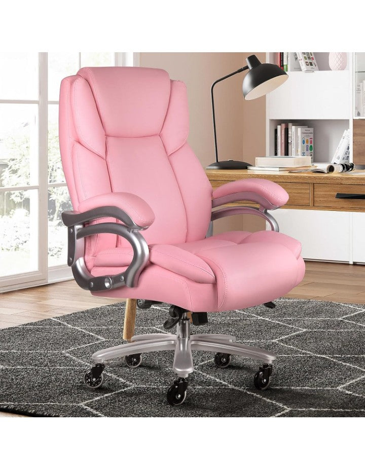 Heavy Duty Office Chair for Low Back Pain Relief, Big and Tall Office Chair with Ergonomic Lumbar Support, High Back Executive Chair with Quiet Rubber Wheel