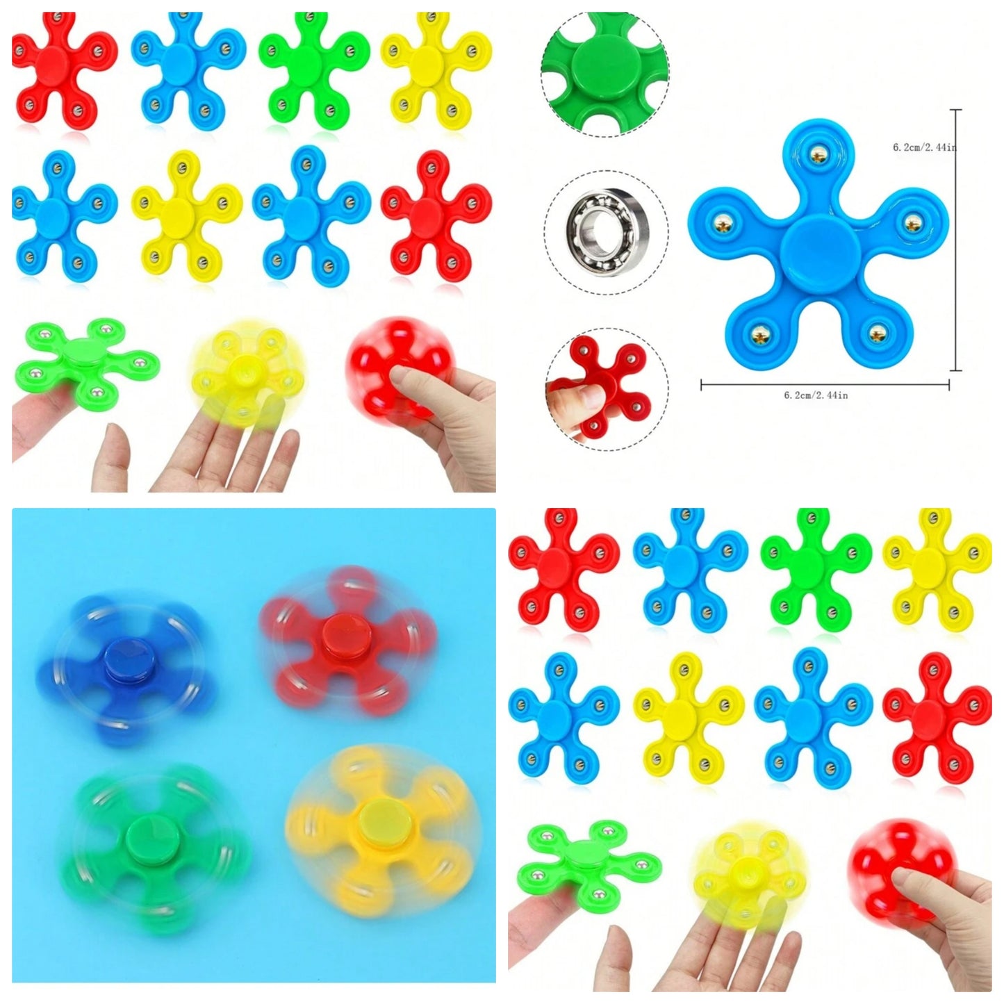 12pcs Set Multi Bead With Bearings Finger Spinner, Great For Birthday Party Favors, Wedding Guest Gifts, Carnival Goodie Bags, Pinata Fillers, Back To School holiday pp