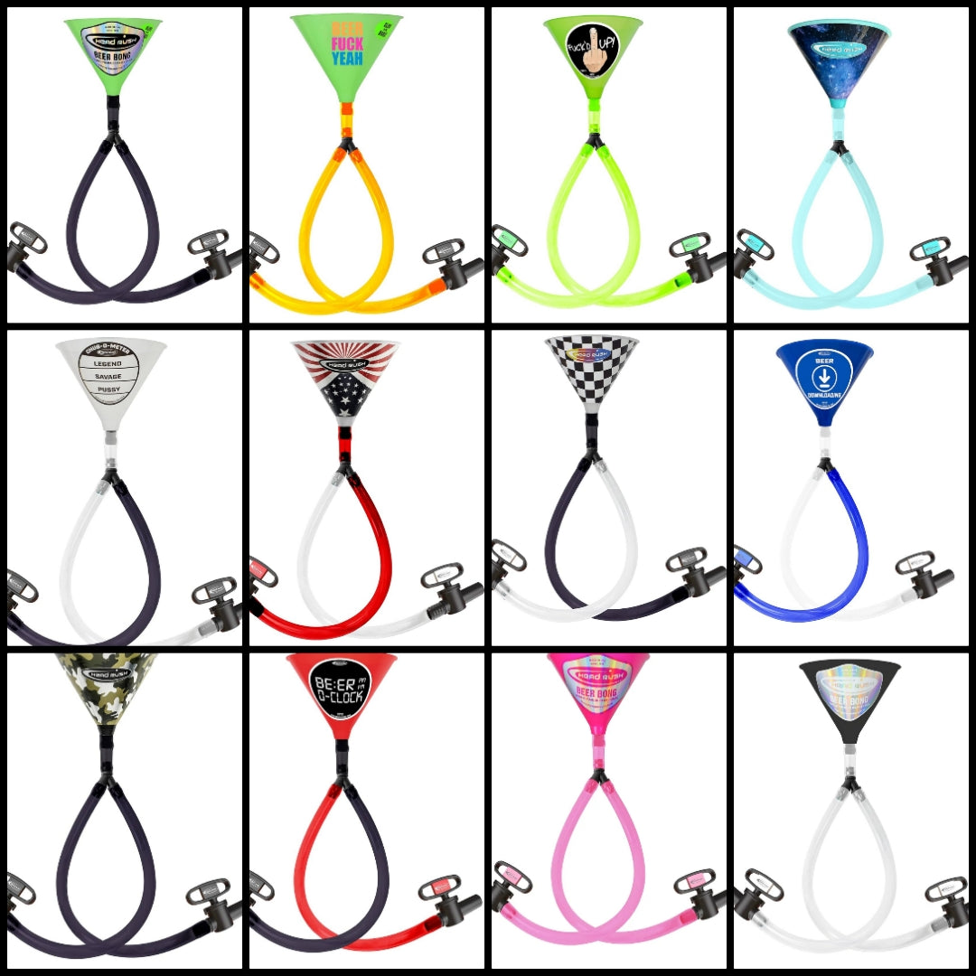Beer Bong, Double Header 2-Tube, 8" x 6.5" Plastic Funnel with Dual Flexible Hose, 2 2-ft Long Thick Tubes for Parties and Games for Adults
