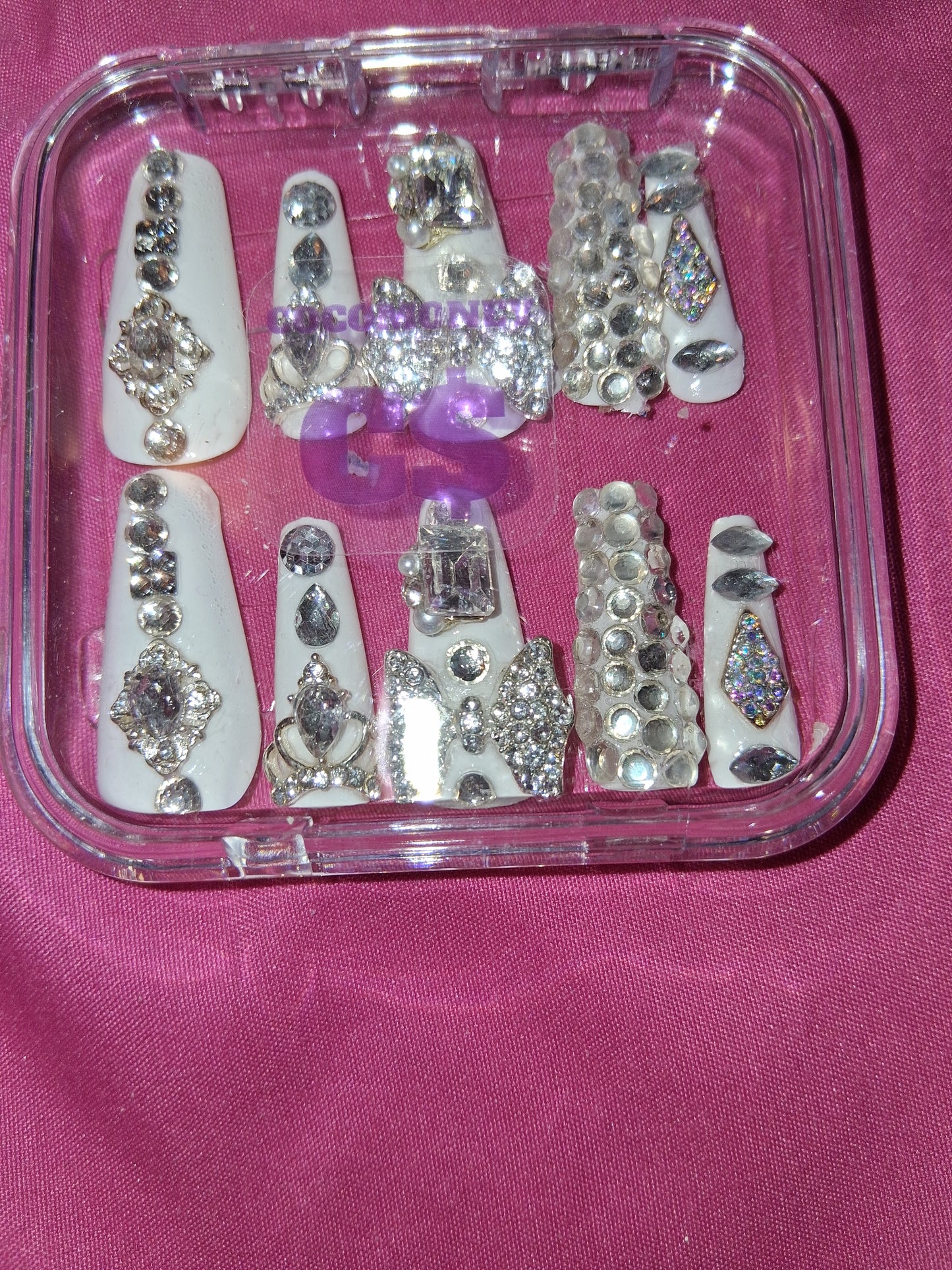 COCOMONEY NAILS CUSTOM 1 OF 1 GLUE ON PRESS ON COMES WITH FREE GIFTS #b50