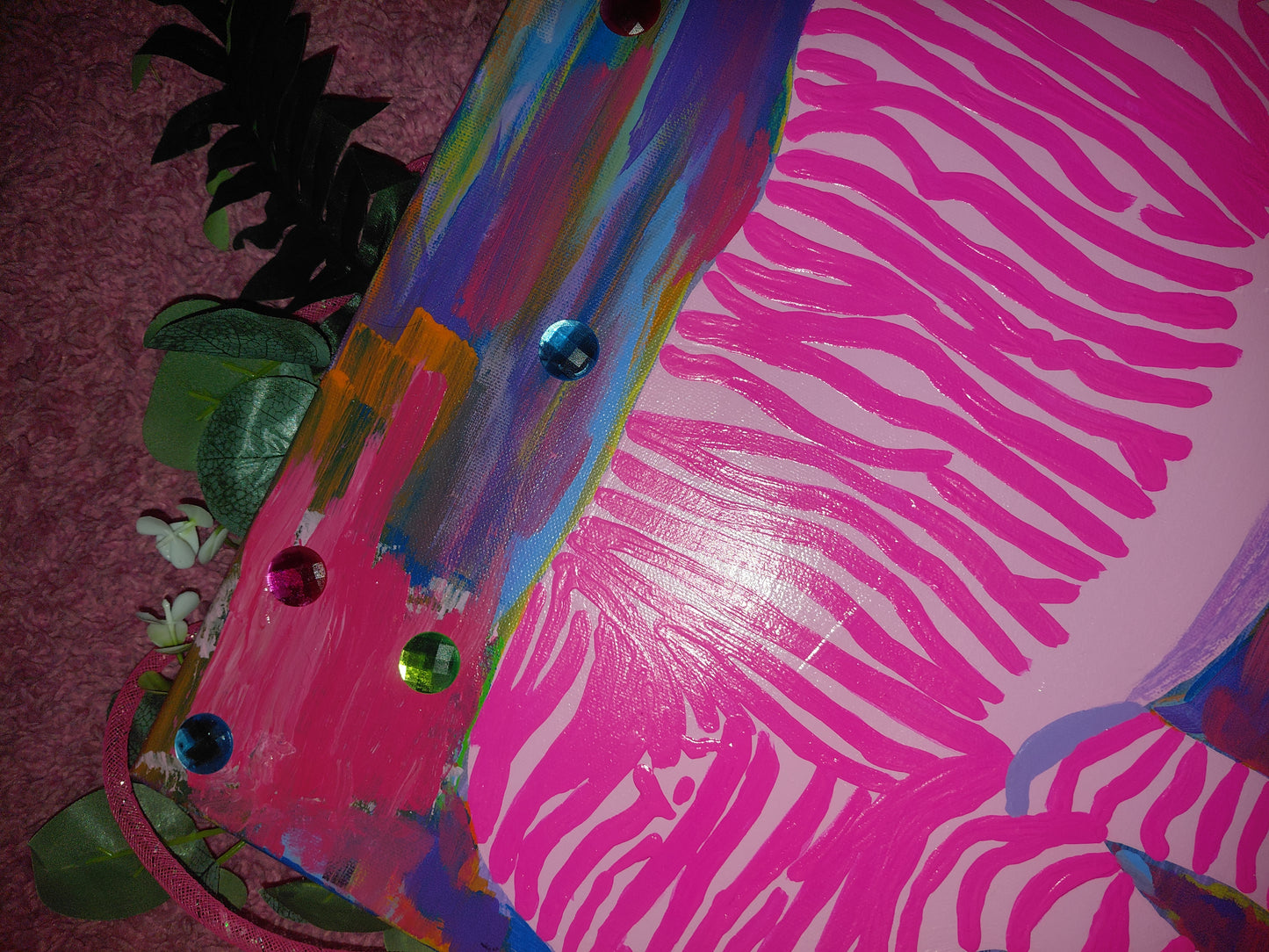 Cocomoney At Pink Zebra 1 of 1 custom piece acrylic on canvas