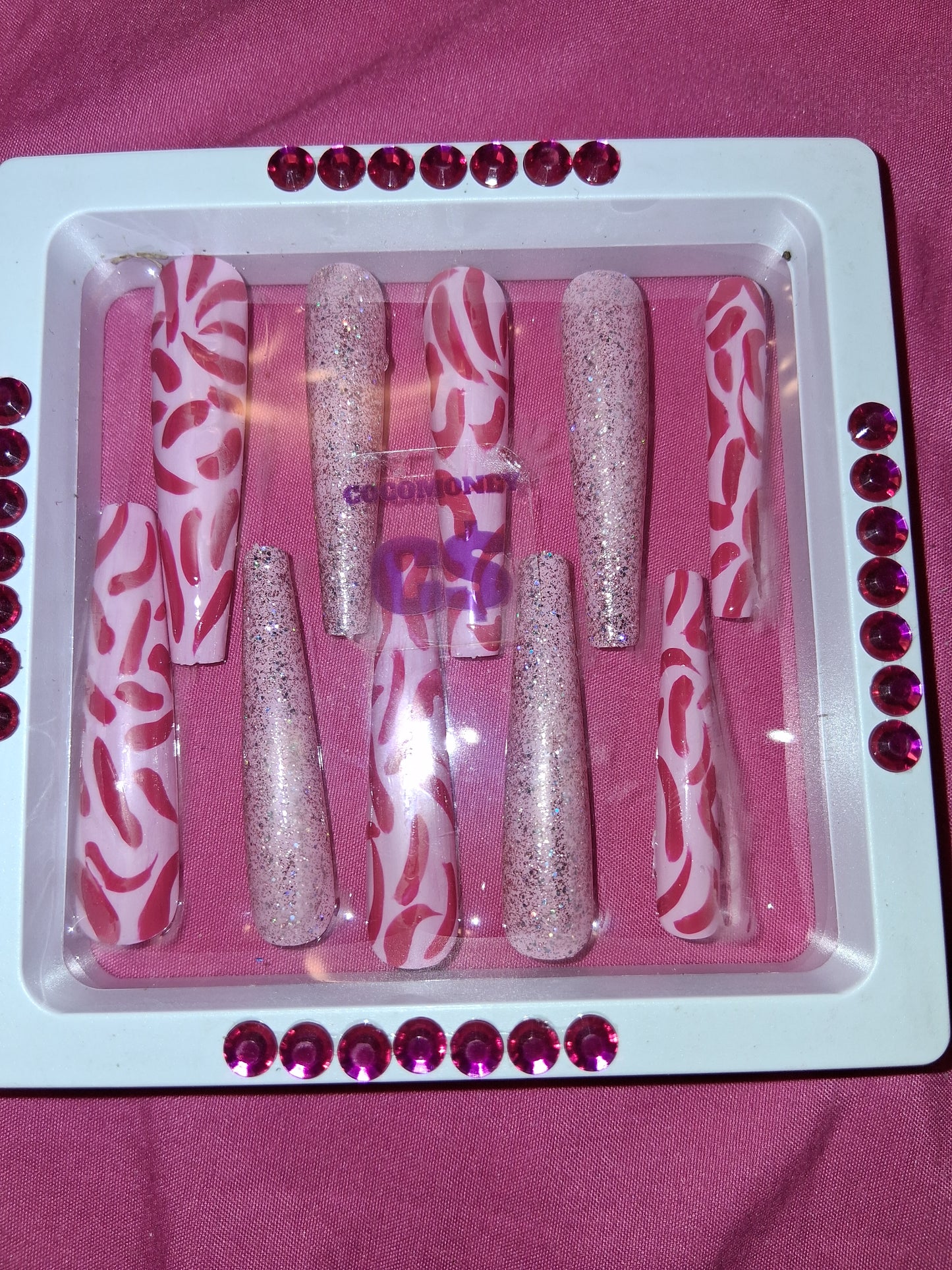 COCOMONEY NAILS CUSTOM 1 OF 1 GLUE ON PRESS ON COMES WITH FREE GIFTS #o97