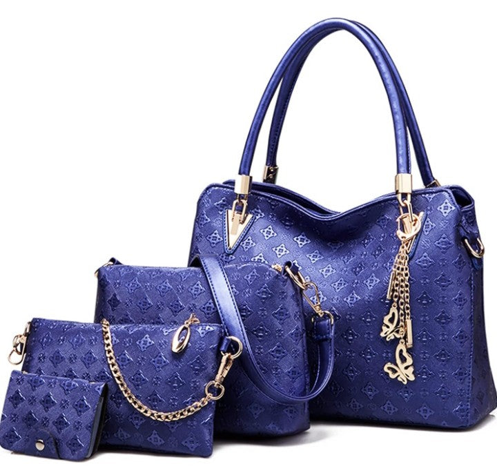 Fashion Handbags set 4pcs PU Leather shoulder Bags Tote Bags Wallets Butterfly Chain Accessories