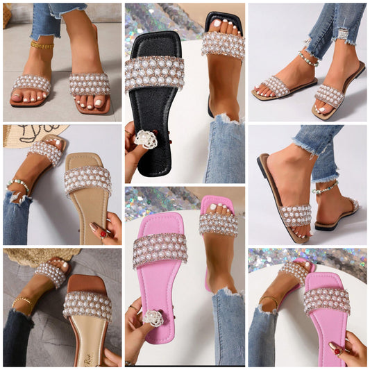 One-Band Slide Slippers, Comfortable Flat Heel Sandals, Women Beach Shoes