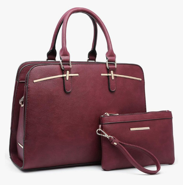 Women Handbag Wallet Tote Bag Shoulder Bag Hobo Bag Top Handle Satchel Purse Set 2pcs w/ 3 Compartments