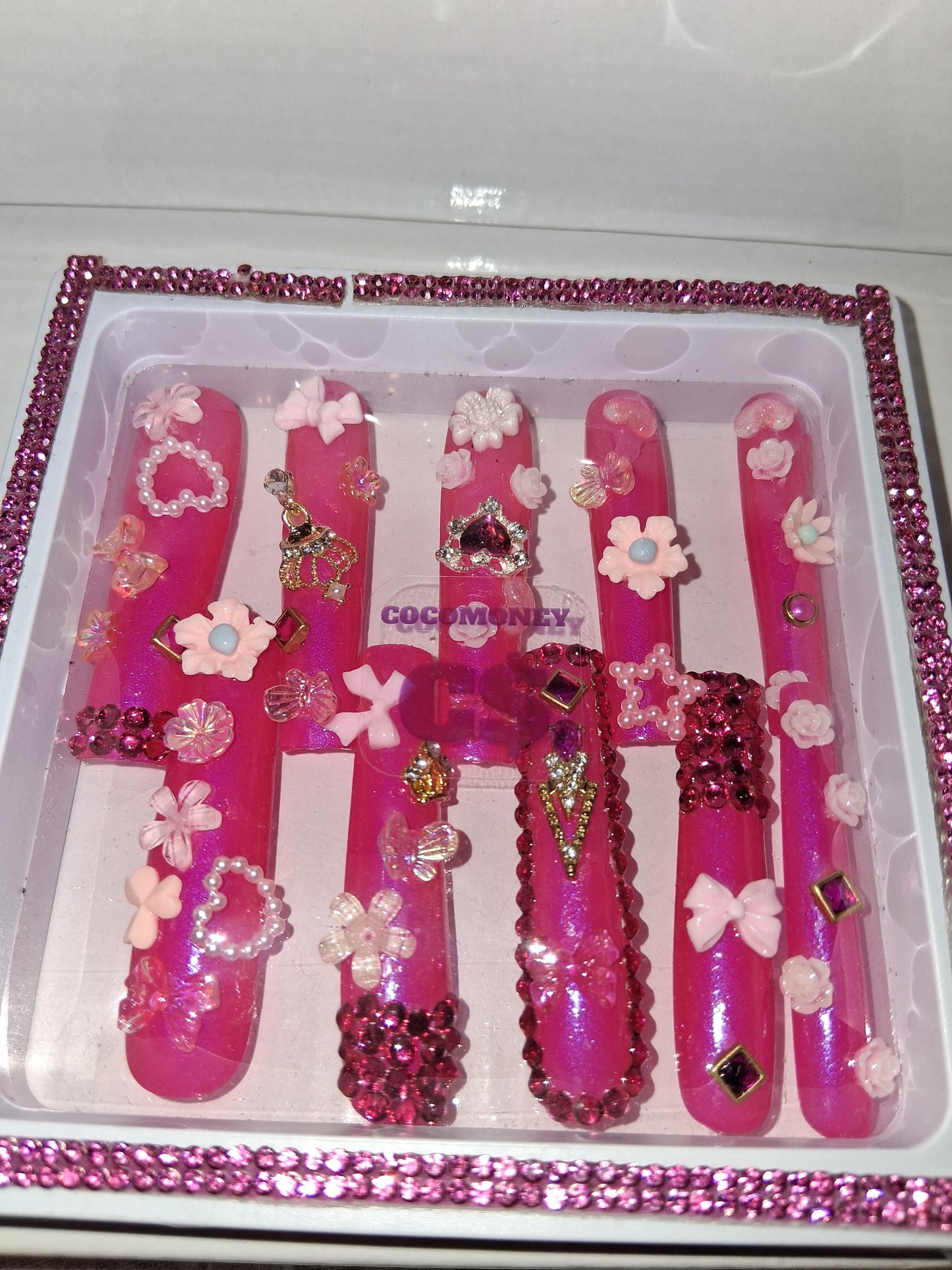 COCOMONEY NAILS CUSTOM 1 OF 1 GLUE ON PRESS ON COMES WITH FREE GIFTS #o72