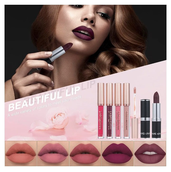 All in One Makeup Kit Full Kit Multipurpose Makeup ,eyeshadow、 liquid foundation,Loose powder,Eyebrow pencil,4-color lip gloss set