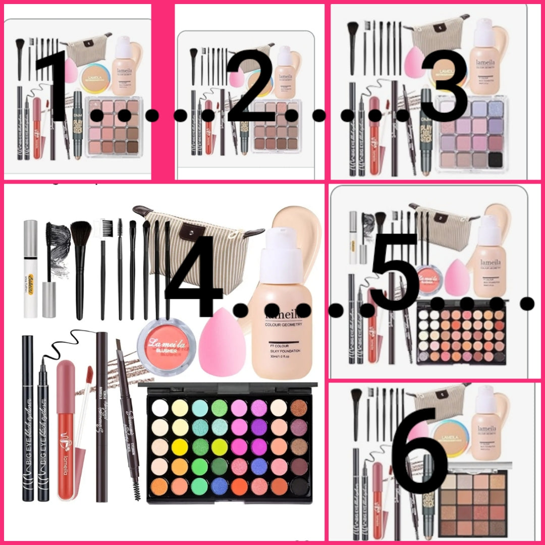 Makeup Set Full Kit for Girls Teens Women, Makeup Present Set, Includes Eyeshadow, Foundation, Blusher, Eyebrow Pencil, Mascara, Eyeliner, Brushes, Lip Gloss, Sponge, Cosmetic Bag choose set below