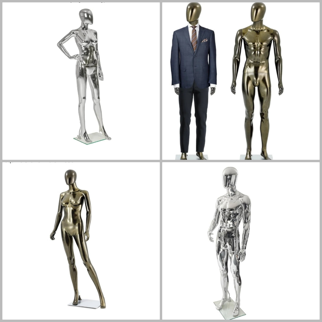 Mannequin Dress Form Display - Manikin Torso Stand Realistic Full Body Mannequin for Retail Clothing Shops, Halloween Christmas Cosplay (Silvery, Female or Male
