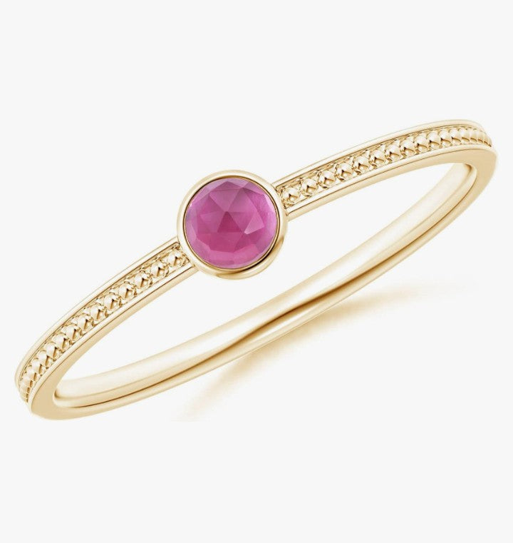 COCOMONEY Natural Pink Tourmaline Solitaire Ring for Women in Sterling Silver / 14K Solid Gold | Birthday, Engagement, ANNIVERSARY WHENEVER