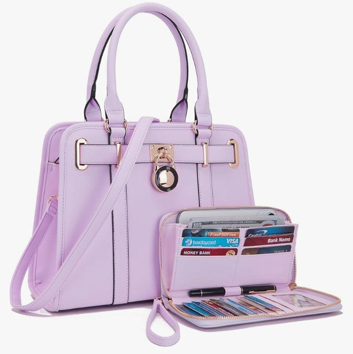 Handbags Sets For Women Shoulder Bags Top Handle Work Satchel Tote Purses Set With Matching Wallet 2pcs