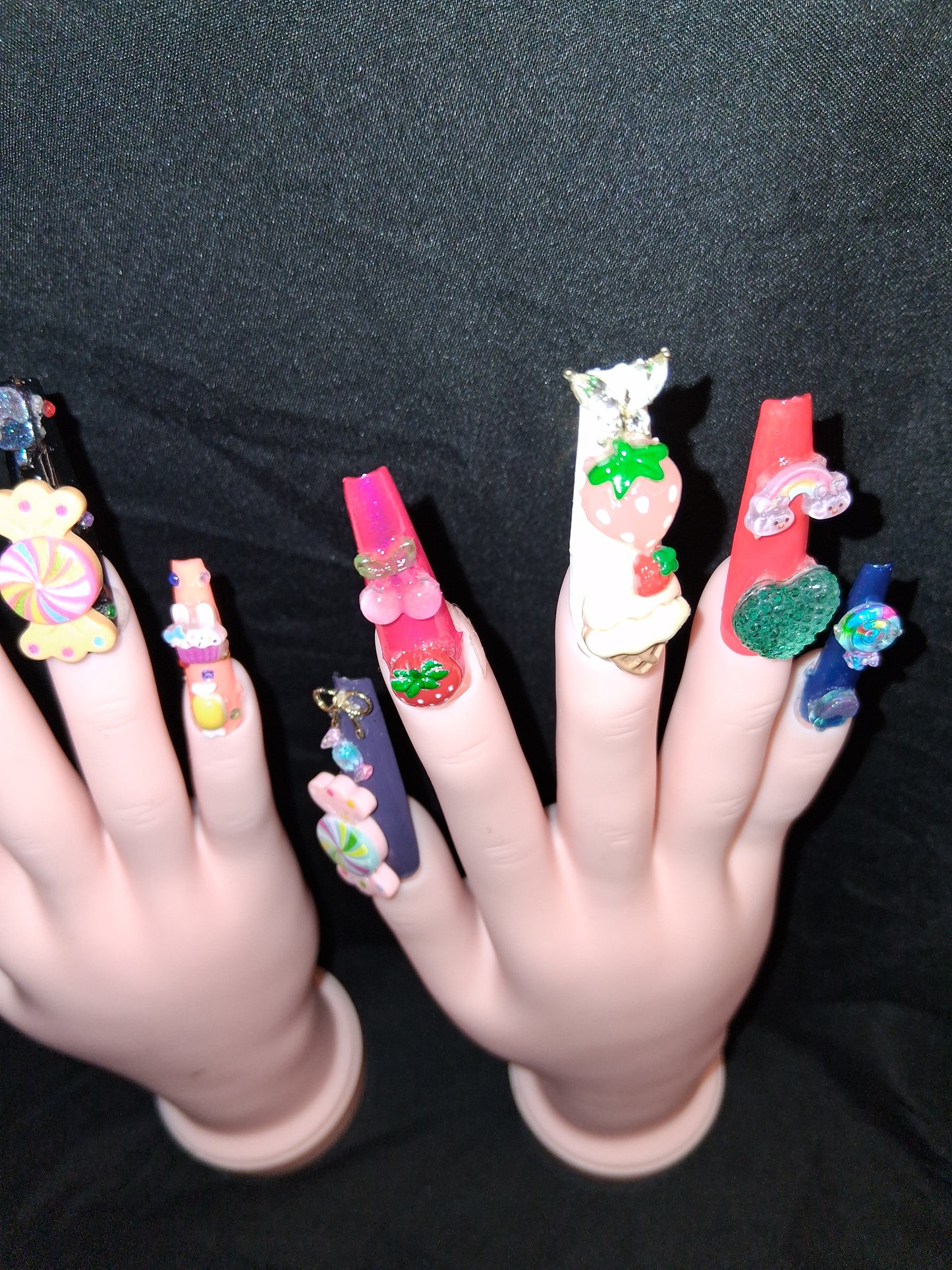 COCOMONEY NAILS CUSTOM 1 OF 1 GLUE ON PRESS ON COMES WITH FREE GIFTS #o86