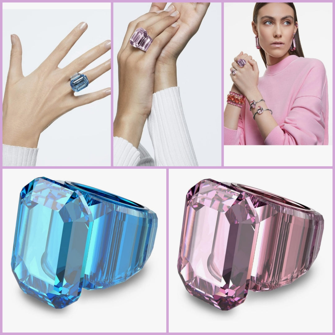 SWAROVSKI crystal Ring, Blue Crystal, Pink Crystal
