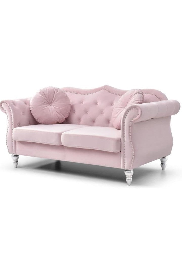 Hollywood Velvet Loveseat in Pink