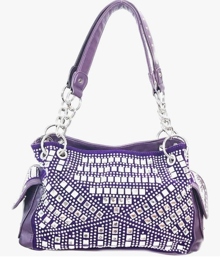 12×8×3.5 Gem Studded Rhinestone Concealed and Carry Purse