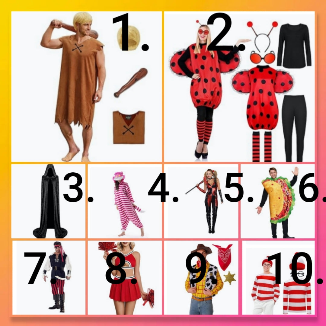 Adult Halloween costume comes with accessories show in its photo choose number by the costume you want