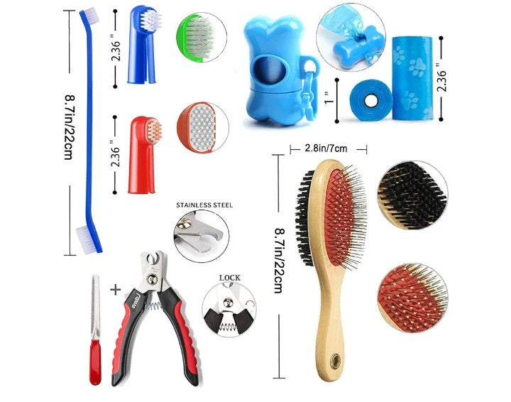 39-Piece Set of Puppy Essentials and Dog Stuff.Includes Dog Leash, Toys, Bowl, Brushes,and More.Perfect Welcome Home Present for Your New Puppies