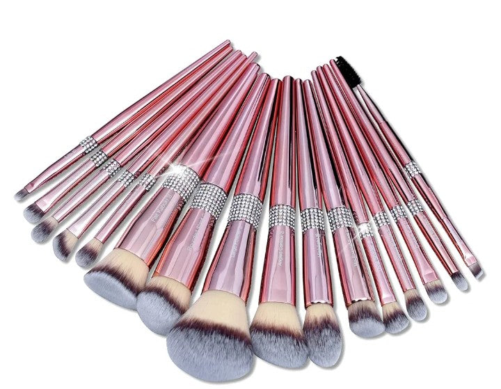 16Pcs ULTRA SOFT Labeled Makeup Brushes Sets -with Foundations Powder Blush Concealer Blending Eyeshadow Contour Brush sets (Rose Gold)