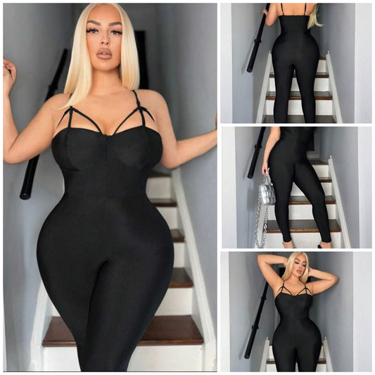 Plus Size Sexy Solid Color Jumpsuit COCOMONEY