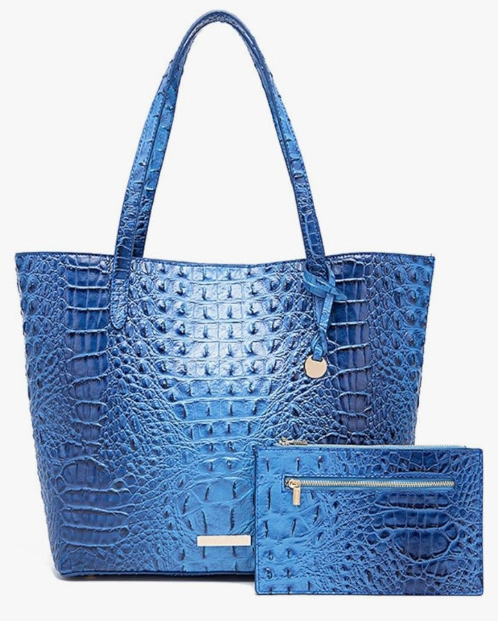 Leather Crocodile-Embossed Pattern With Women Handbags Large Tote Shoulder Bag Top Handle Satchel Hobo