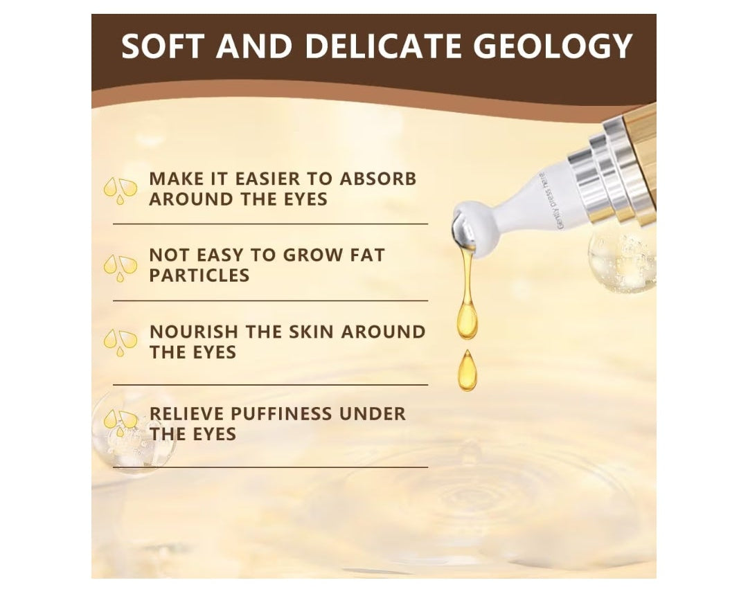 5% Caffeine Eye Serum with Hyaluronic Acid & Vitamin C - for Dark Circles, Fine Line, Bag Treatment & Moisturizing | Under Eye Cream with 360° Roller Massage Ball