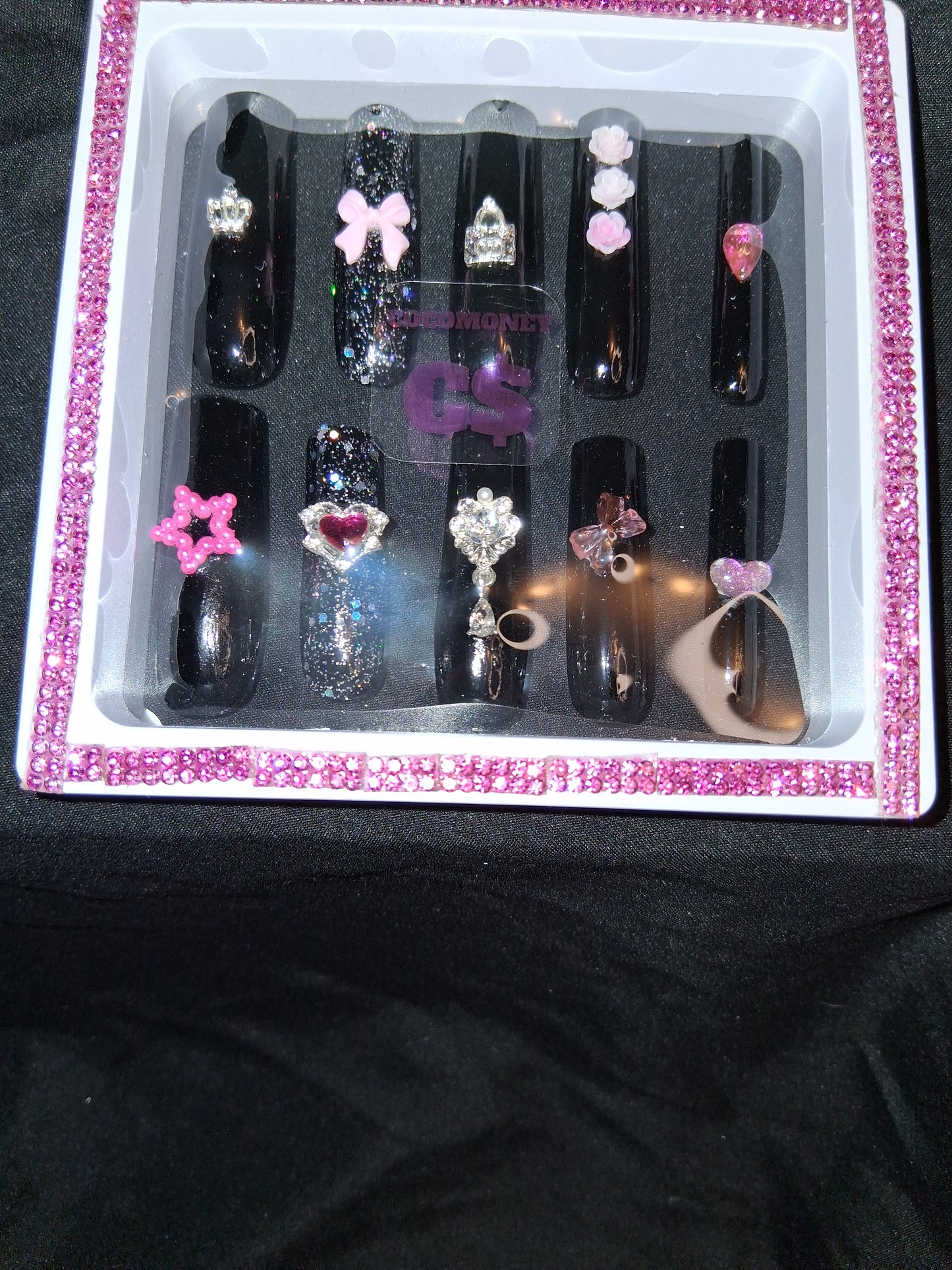 COCOMONEY NAILS CUSTOM 1 OF 1 GLUE ON PRESS ON COMES WITH FREE GIFTS #o55