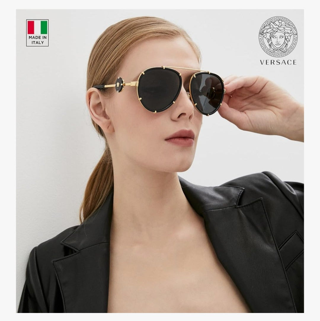 VERSACE VE2232 Medusa PILOT Shape Sunglasses with Luxury Eyewear kit