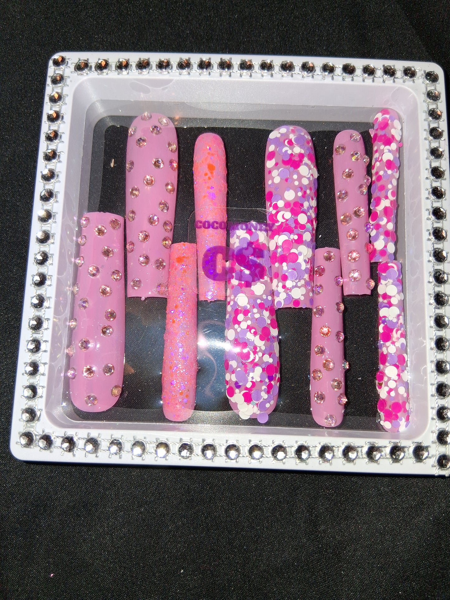 COCOMONEY NAILS CUSTOM 1 OF 1 GLUE ON PRESS ON COMES WITH FREE GIFTS #p68