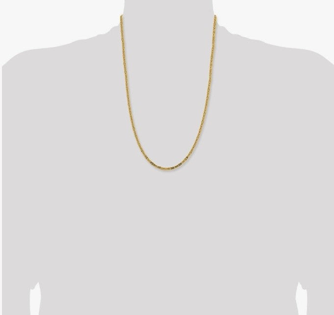 COCOMONEY 14k Gold 2.5mm Byzantine Chain Necklace