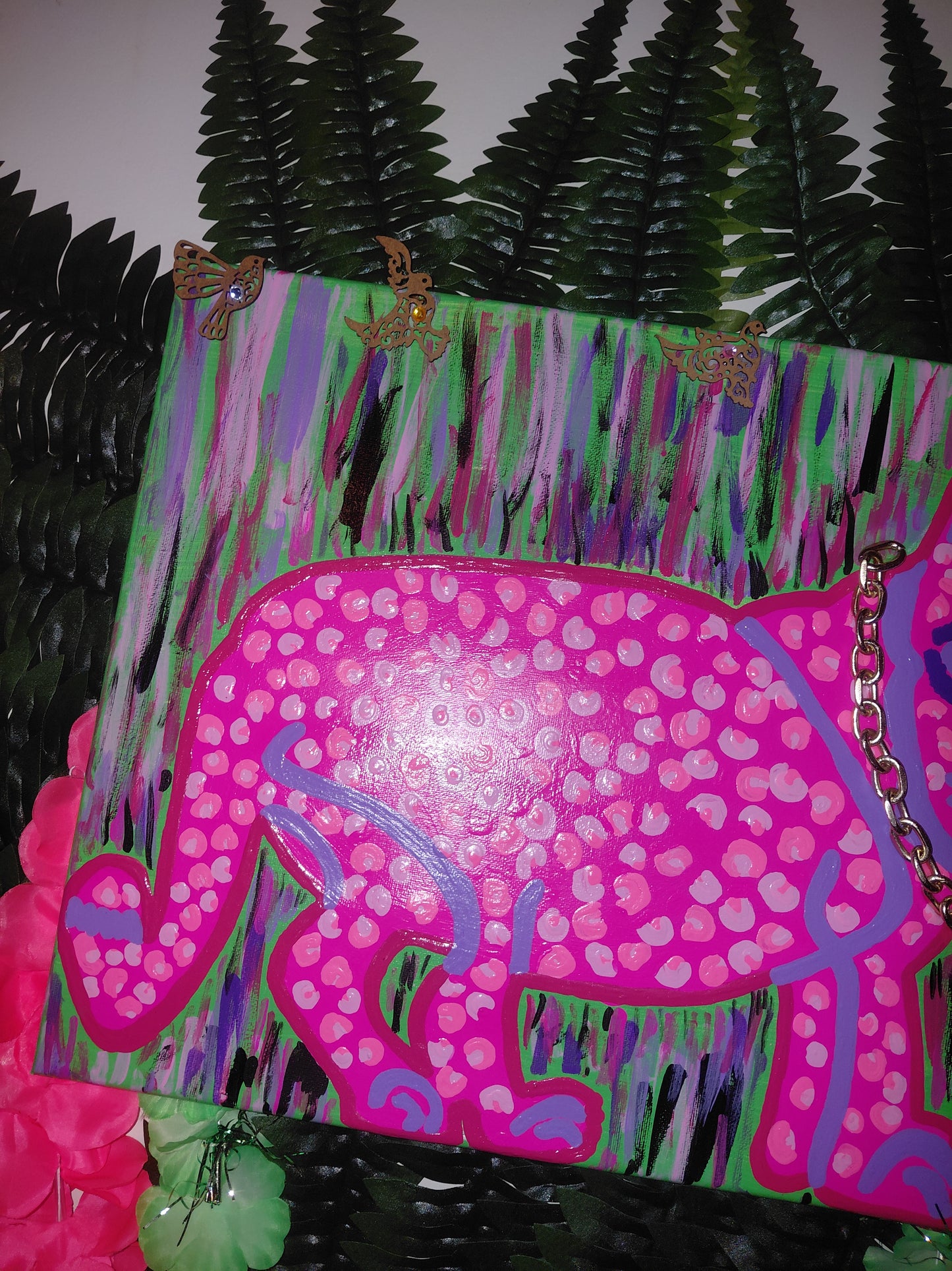 COCOMONEY ART 🎨 IN THE WILD LEOPARD PAINTING 47×46in INCHES CUSTOM 1 OF A KIND PIECE SIGNED C$ COCOMONEY AS SEEN ON YOUTUBE AND TIKTOK