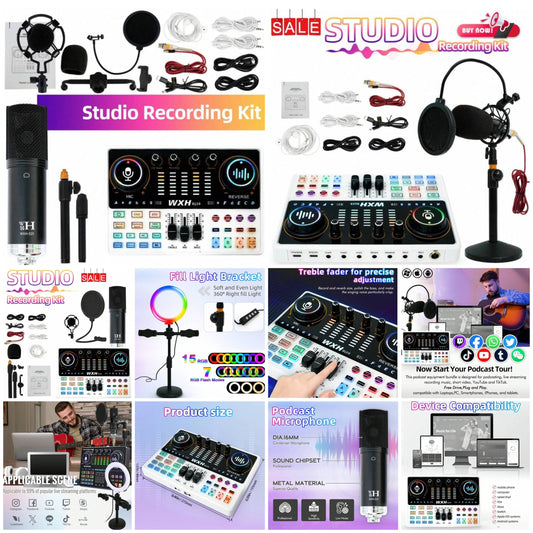 Podcast Equipment Bundle Audio Mixer All-In-One Podcast Production Studio With 3.5mm Microphone For Live Streaming, Podcast Recording, PC, Smartphone, DJ MaonoCaster Lite (AU-AM200-