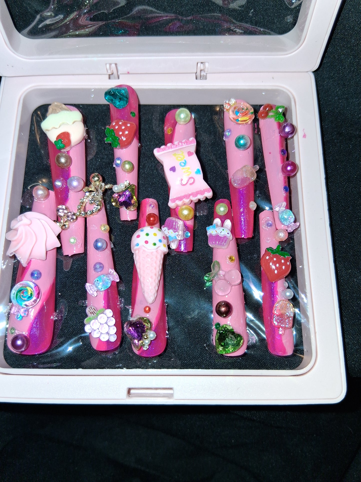 COCOMONEY NAILS CUSTOM 1 OF 1 GLUE ON PRESS ON COMES WITH FREE GIFTS #o64