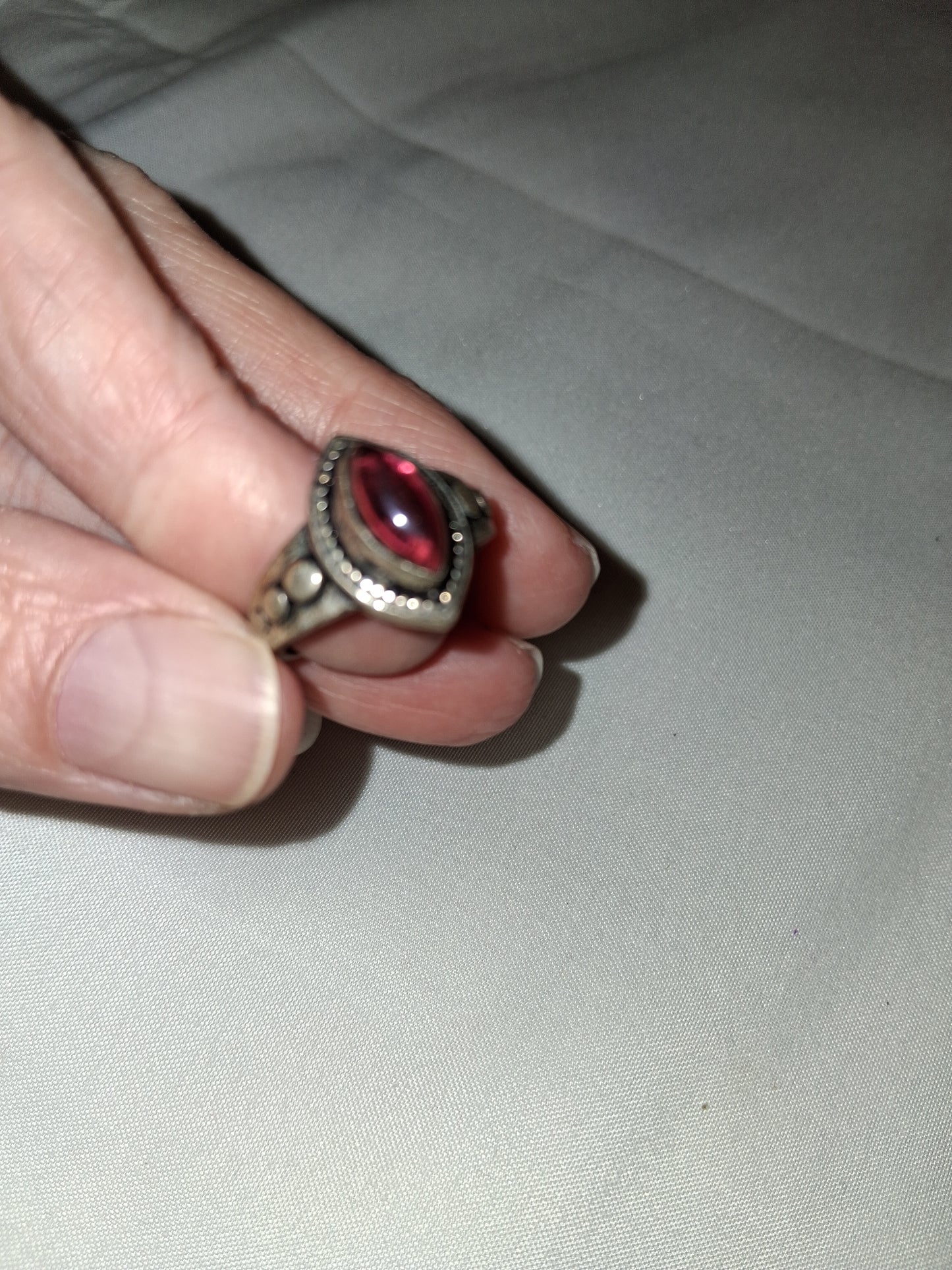 Red silver ring size 8