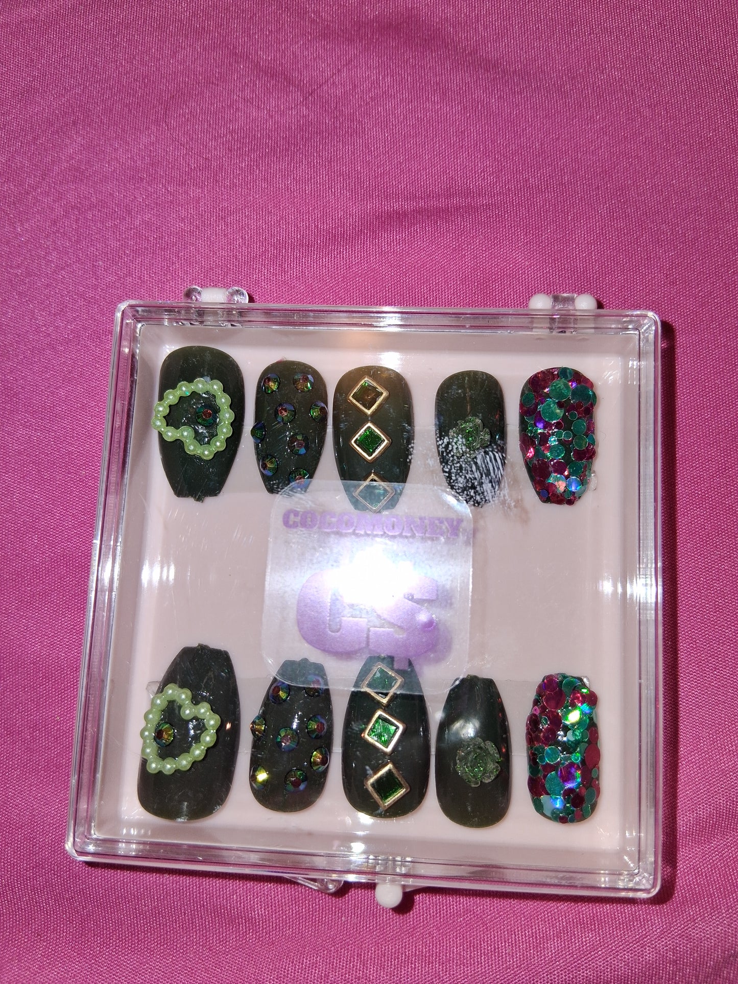 COCOMONEY NAILS CUSTOM 1 OF 1 GLUE ON PRESS ON COMES WITH FREE GIFTS #b73