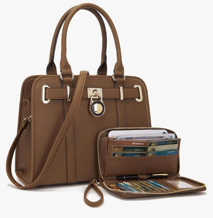 Handbags Sets For Women Shoulder Bags Top Handle Work Satchel Tote Purses Set With Matching Wallet 2pcs