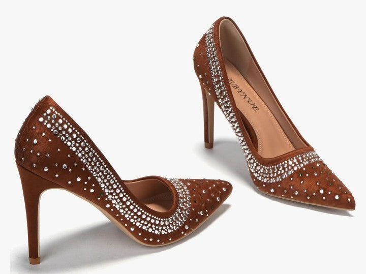 Women's Pumps Sexy Rhinestone High Heels 4 inch Pointed Closed Toe Stiletto Heel Evening Party Wedding Comfortable Dress Shoes