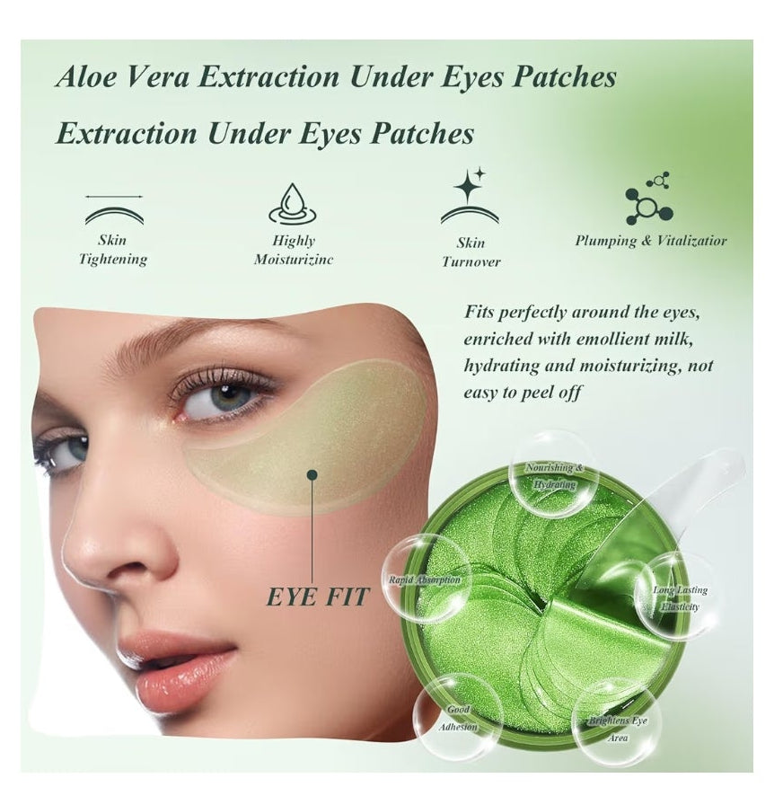 Under Eye Patches for Puffy Eyes and Dark Circles – 60 PCS Aloe Vera Under Eye Mask with Pure Natural Extracts to Combat Puffiness, Fine Lines, Wrinkles, and Bags