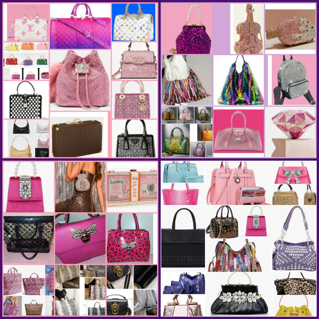 HANDBAGS AND PURSES CLUTCHES CROSS BODY WALLETS BOOK BAGS DUFFLE BAGS ETC.
