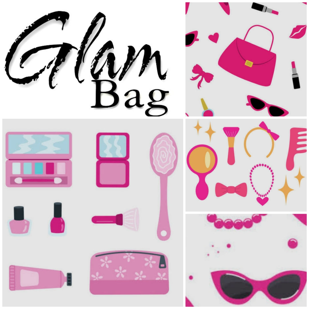 GLAM BAG MONTHLY FILLED WITH MAKEUP BEAUTY ACCESSORIES JEWELRY INCLUDES BAG  SURPRISE PRODUCTS
