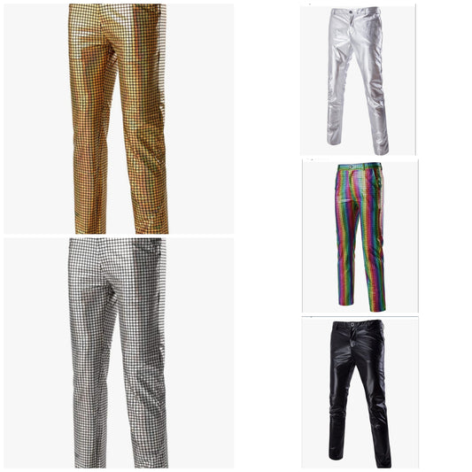 Mens Night Club Metallic Gold Suit Pants/Straight Leg Trousers