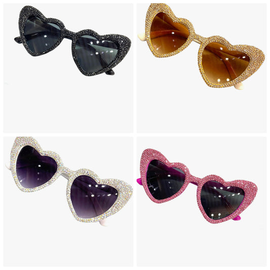 Heart shaped Rhinestone Sunglasses Women Fashion Diamond bling party Sun Glasses Crystal Shades