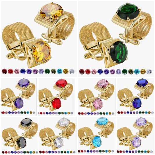 Gold Tone Cufflinks for Men with Chain Shirt cuff links Wedding Business Birthday Christmas Gifts for Men