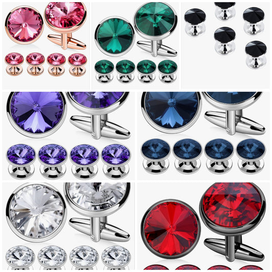 Cufflinks for Men with 4/6 pcs Shirt Studs Set, Gift Box Packed, Mens Jewelry or Accessories for Wedding, Party, Anniversary, Birthday