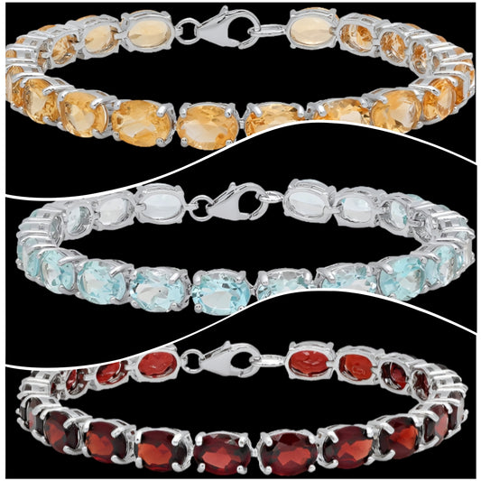 8X6 mm Each Oval Gemstone Ladies Tennis Bracelet,925  Sterling Silver