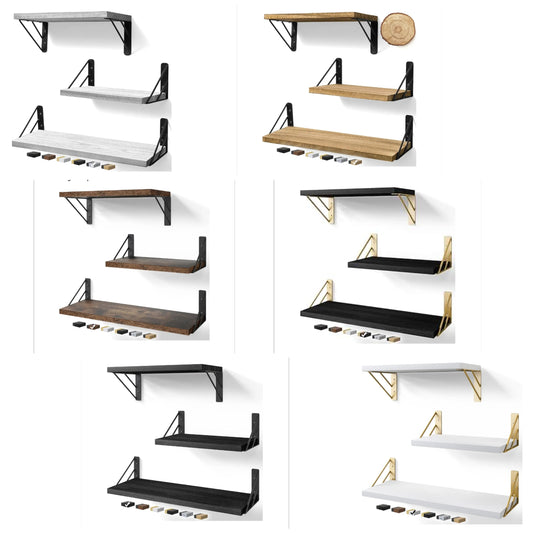 Shelves for Bedroom Decor, Floating Wall Shelves for Living Room Kitchen Storage, Wall Mounted Rustic Wood Floating Shelves for Kids Books, Small Shelf for Bathroom(Brown，Set of 3)