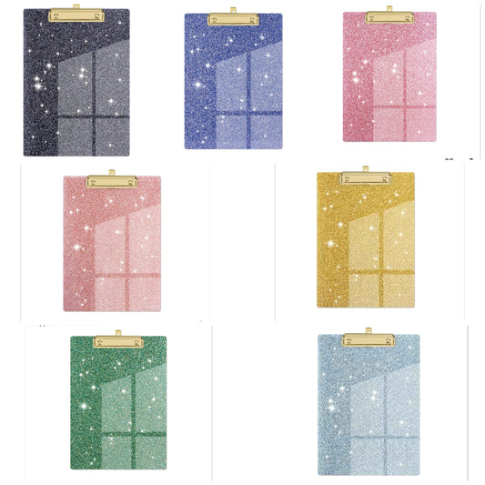 Acrylic Clipboards, Fashion Glitter Clipboard, Stardard Letter Size Clip Board, A4 Size 12.5" x 9", Cute Confetti Clipboards for Women, Desk Office Supplies and Accessories