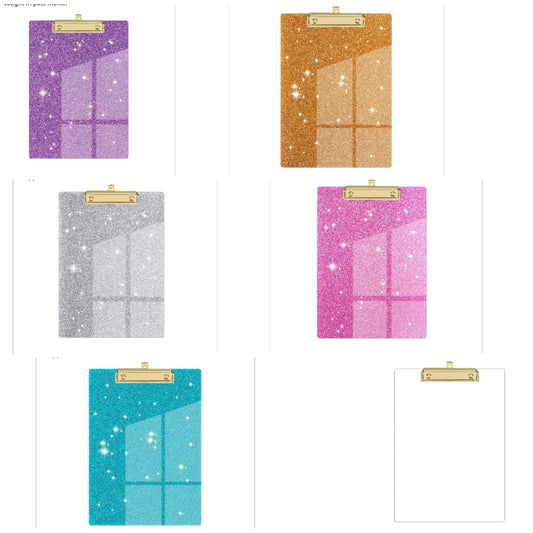 Acrylic Clipboards, Fashion Glitter Clipboard, Stardard Letter Size Clip Board, A4 Size 12.5" x 9", Cute Confetti Clipboards for Women, Desk Office Supplies and Accessories