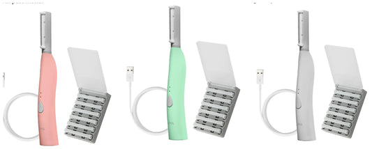 Dermaplaning Tool - Patented Painless 2 in 1 Facial Exfoliation & Peach Fuzz-Hair Removal System w/ 7 Weeks Treatment Included - Anti-Aging – 3 Speeds - Rechargeable